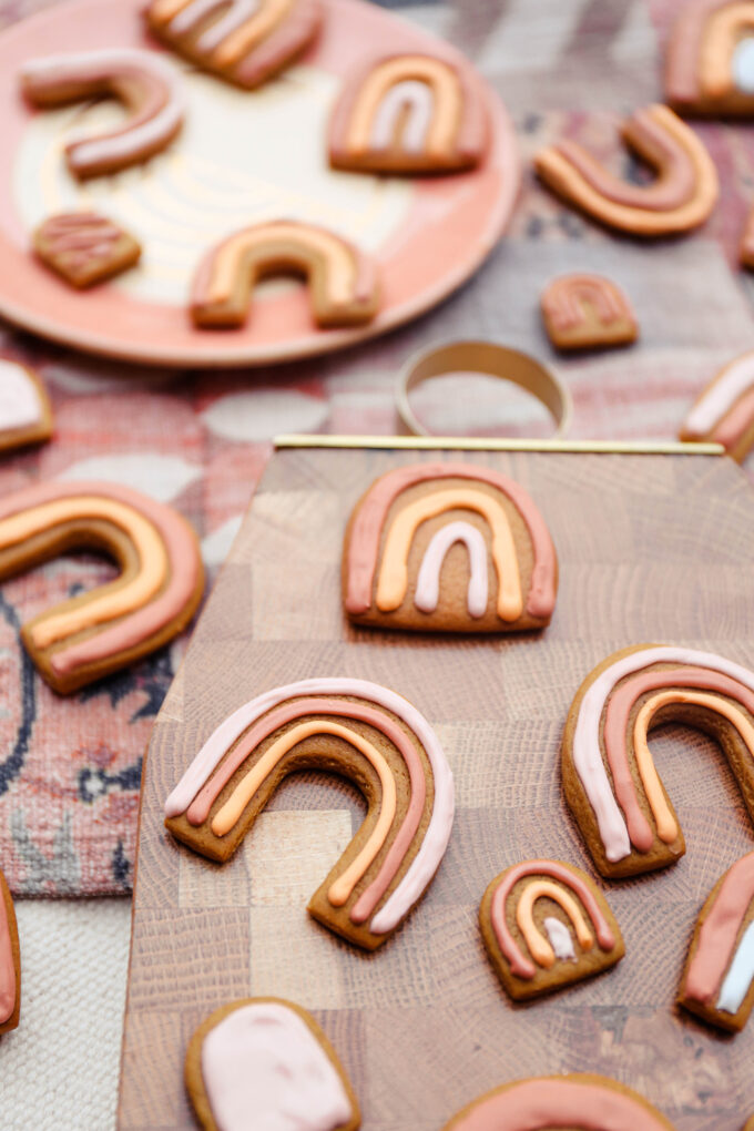 closeup of Boho Rainbow Gingerbread Cookies