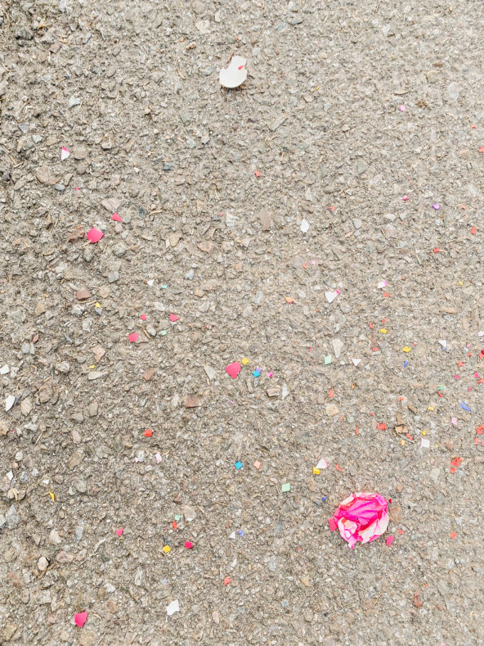 confetti on street closeup 