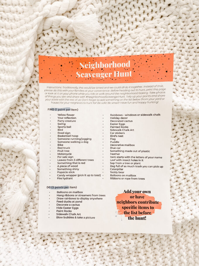 Neighborhood Scavenger Hunt Printable Activity \\ #ProperPrintables 