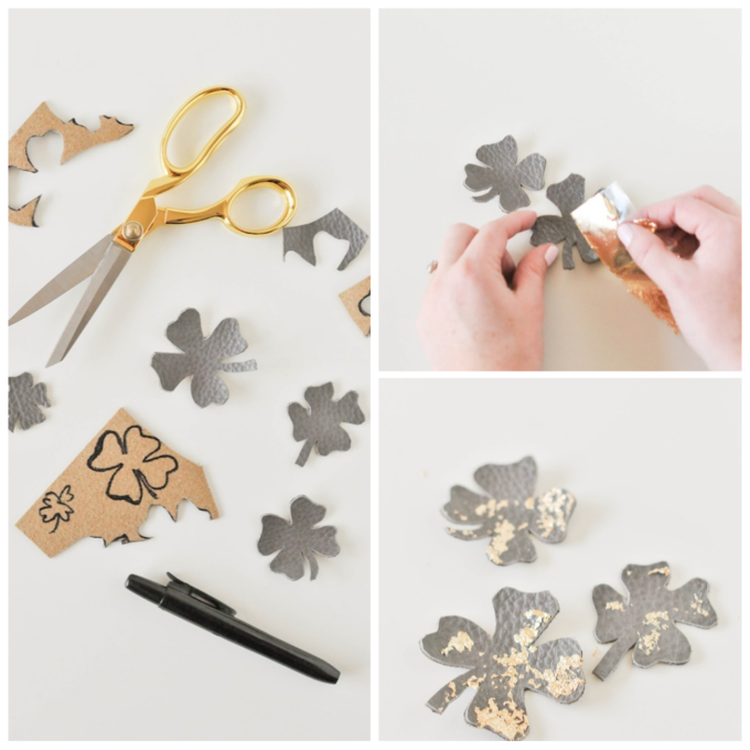 step-by-step instructions for making leather shamrock magnets 