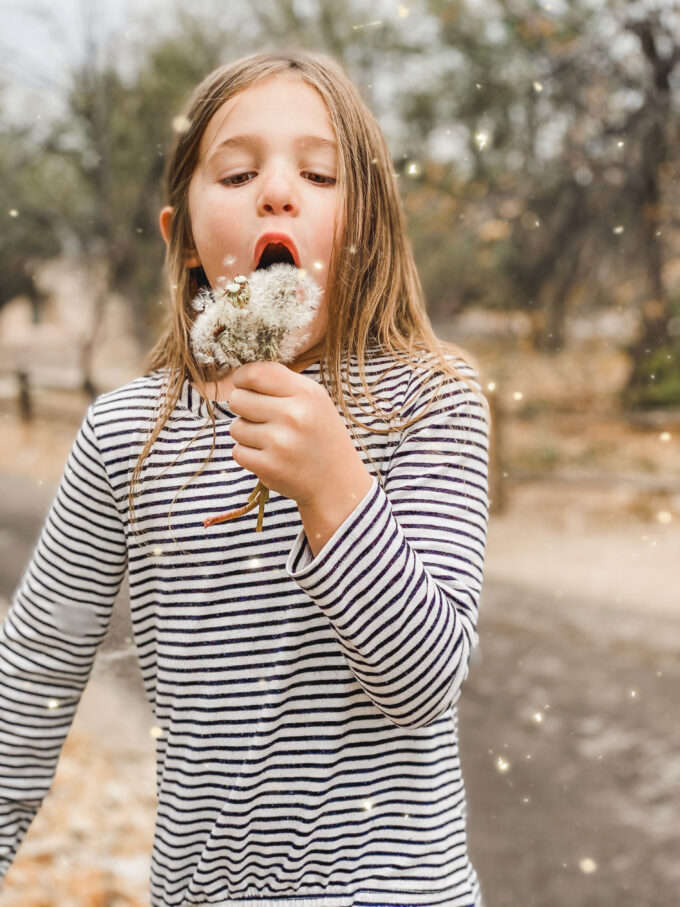 little girl playing outside 