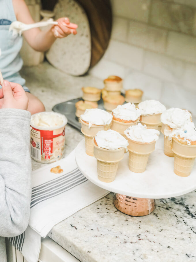 Funfetti Cupcake Cones - little frosting cupcakes