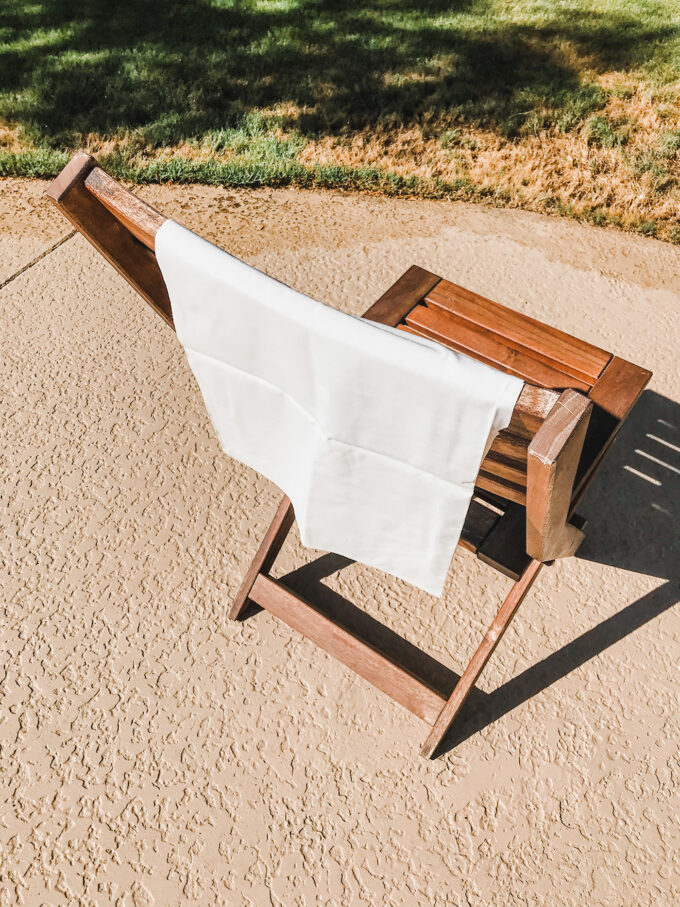 fabric laying on chair drying out 