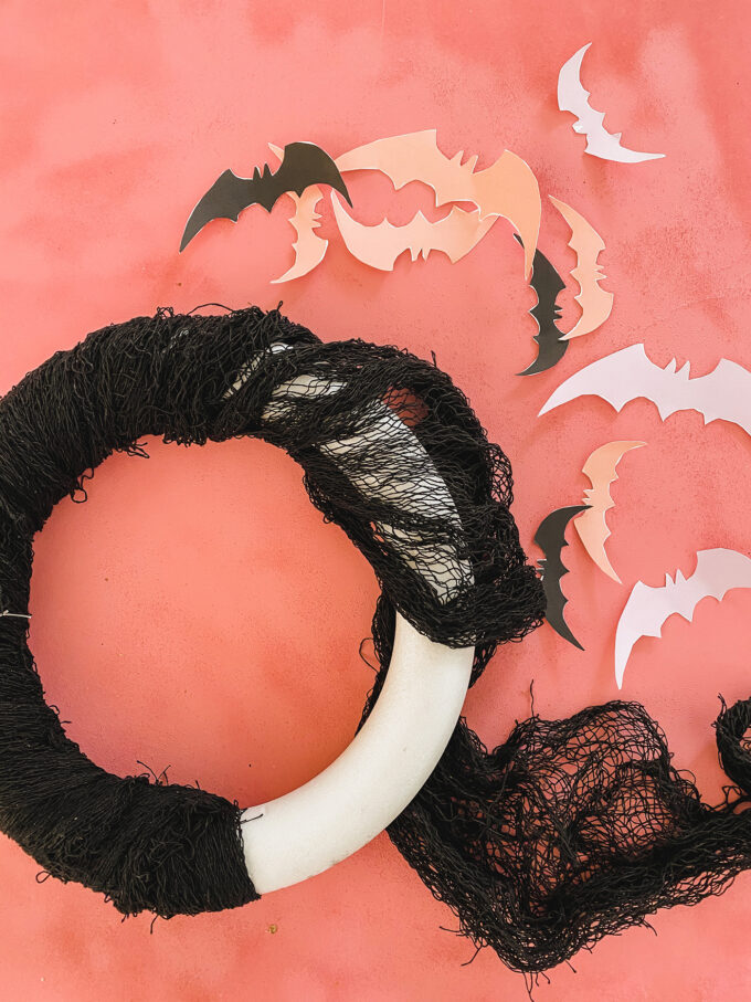 bat wreath on flatlay DIY 