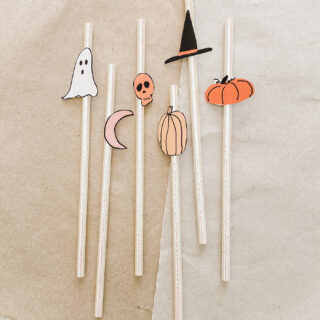 printable spooky straws accessories for halloween on flatlay