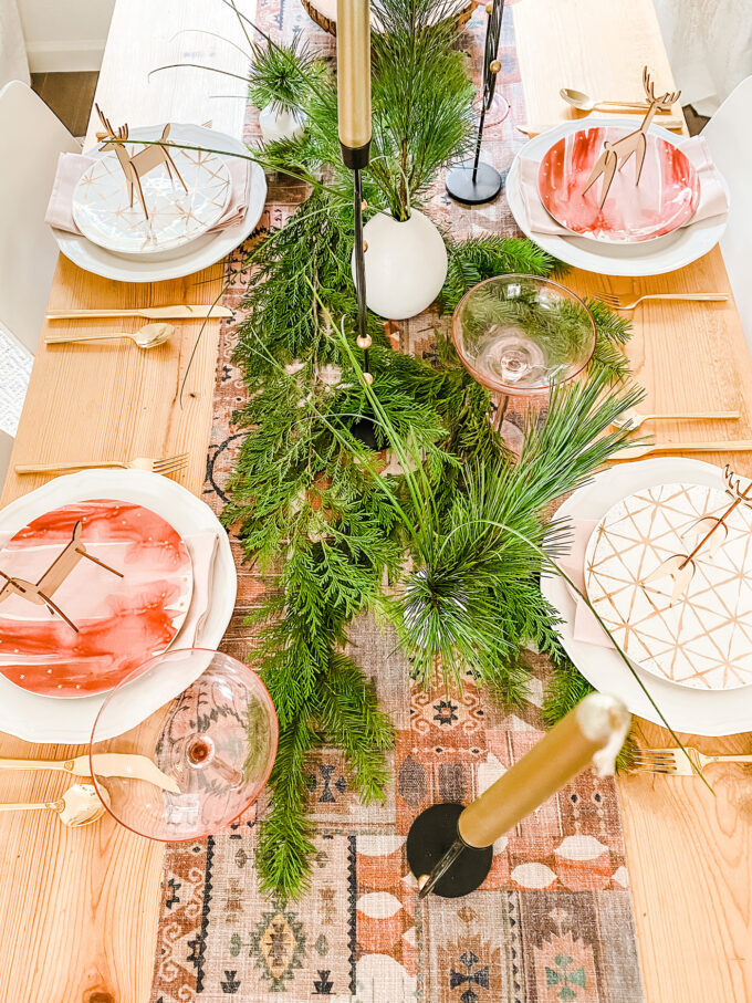 Modern Woodland Holiday Tablescape