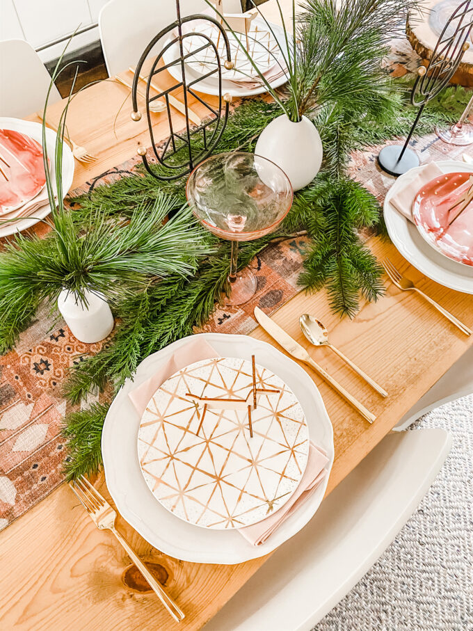 Modern Woodland Holiday Tablescape