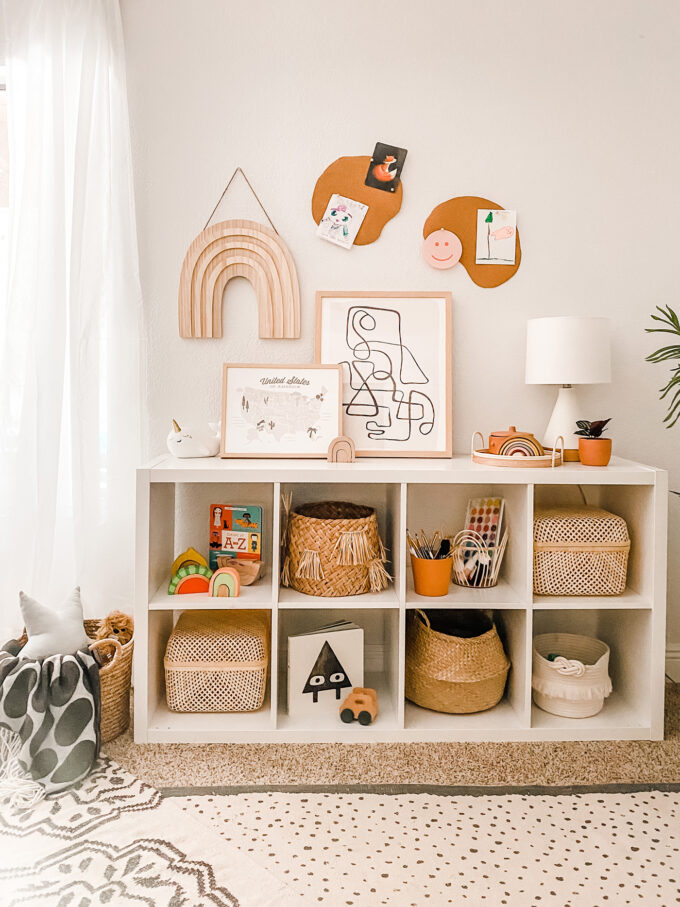 DIY Cork Board Wall Decor For Modern Kids Playroom 