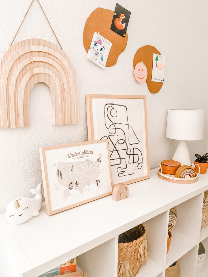 DIY Cork Board Wall Decor For Modern Kids Playroom 