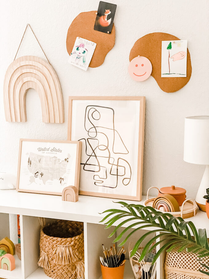 DIY Cork Board Wall Decor For Modern Kids Playroom 