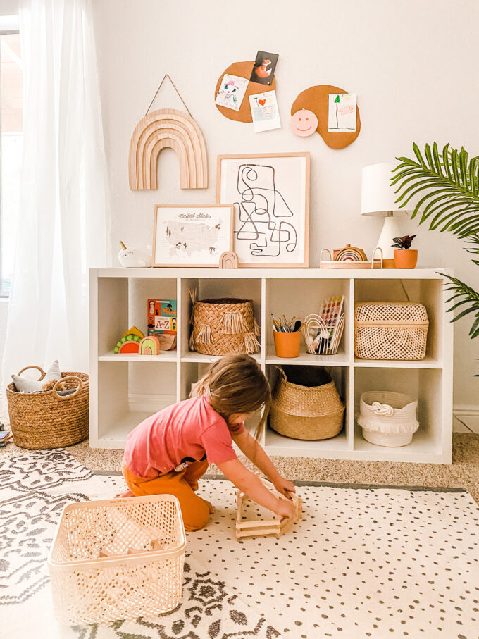 DIY Cork Board Wall Decor For Modern Kids Playroom 