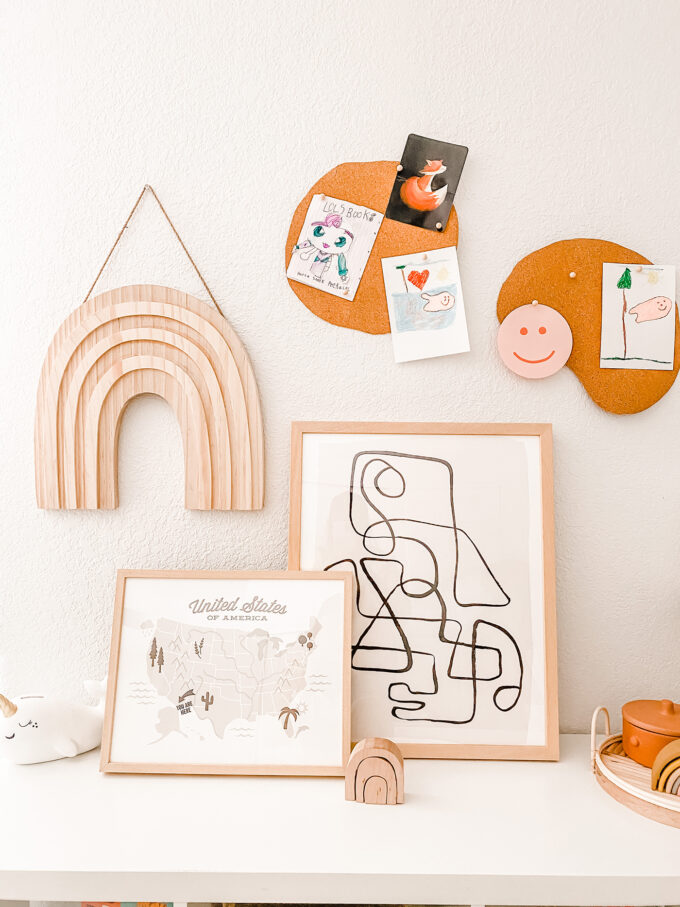 DIY Cork Board Wall Decor For Modern Kids Playroom 